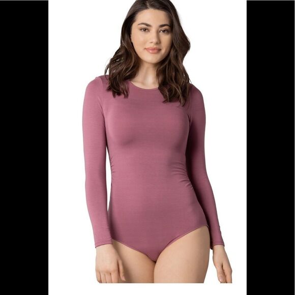 Velvet Rose Mauve Long Sleeve Bodysuit - Picture 2 of 14